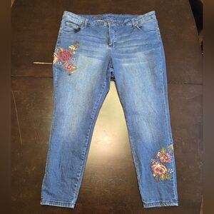 Kut From The Kloth Women's 18W Ankle Skinny Jeans Embroidered